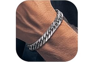 Richsteel Cuban Link Chain Bracelets 8/12/17mm Width Stainless Steel Chain Wrist Bracelets for Men, 7.4/8.2/9 Inch Length Classic Jewelry for Christmas/Valentine's Day/Birthday