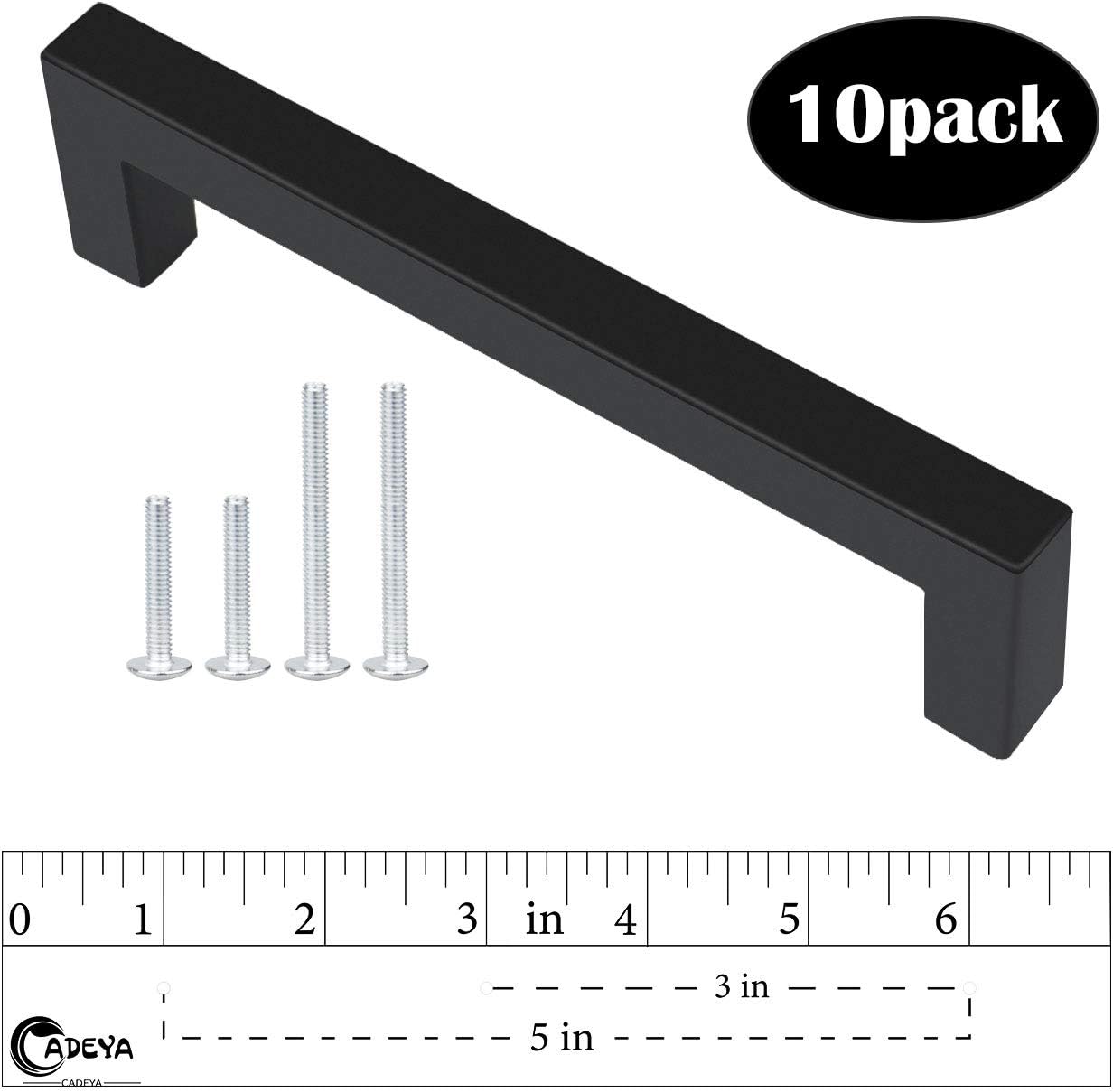 Best Black Square Bar Cabinet Handle 10′ 10Pack