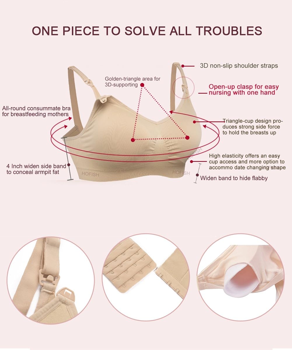 HOFISH 3PACK Full Bust Seamless Nursing Maternity Bras Bralette S-XXL with Extra Bra Extenders & Clips at  Women’s Clothing store
