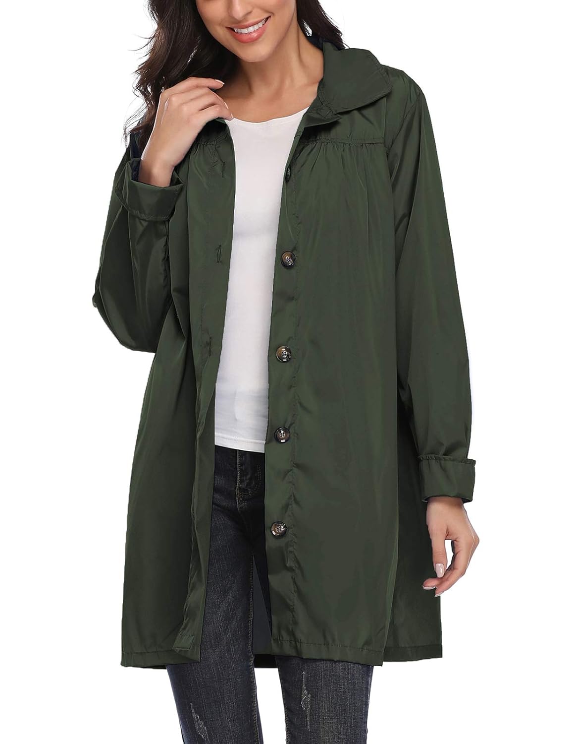 Kikibell Women's Lightweight Rain Jacket Outdoor Packable Waterproof