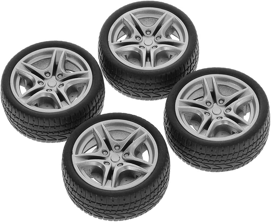4Pcs Black Tires,48mm Simulation Rubber Wheel Tire Wheel Toy Model DIY RC Spare Parts Easy Installation Small in Size,Tire and Wheel Sets,Remote and App Controlled Vehicles and Parts,Wheels and Tires