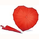 AoGV Forever Love Parasol Red Heart Shaped Girls Umbrella for Valentine, Wedding, Engagement and Photo Props