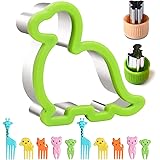quirzx Dinosaur Sandwich Cutters for Kids, Animal Shapes Mini Vegetable Fruit Cookie Cutters Mold and Food Pick Set for Lunch