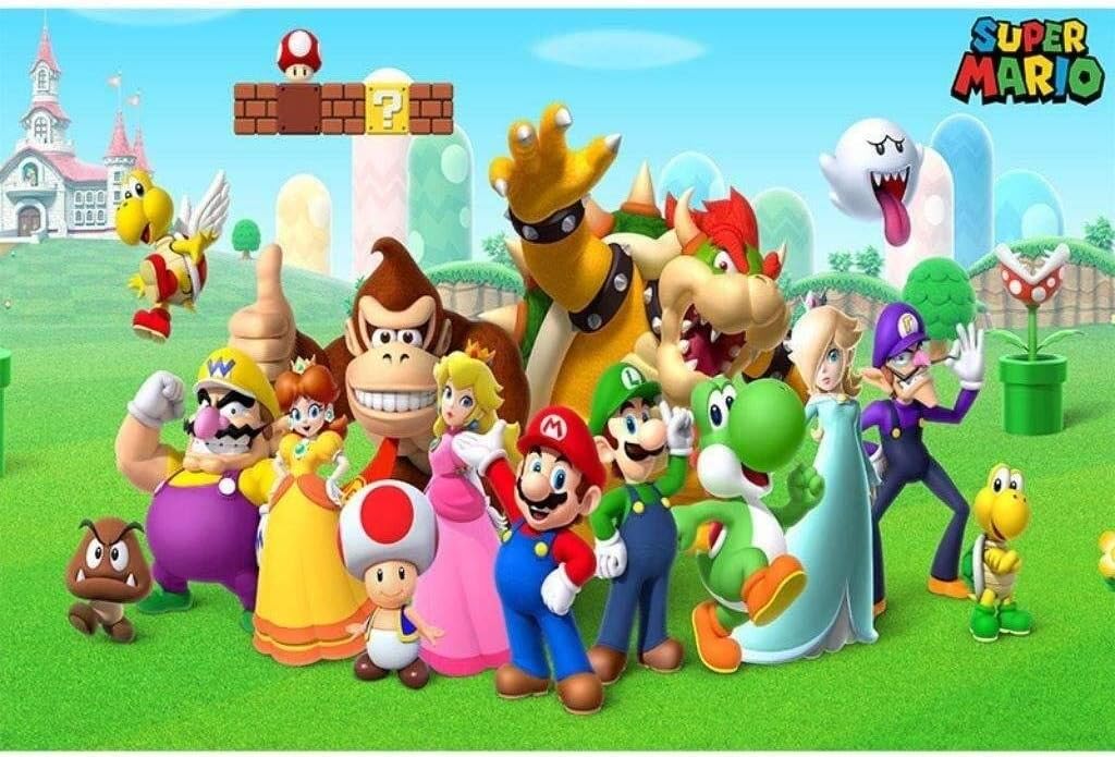 PUZZLEQI Super Mario Poster Game Wooden Jigsaw Puzzles,Cartoon Anime Character 500/1000/1500 pcs for Adult Children Boy girl Friends Home Wall Decoration Gift (Color : F, Size : 1500pcs)