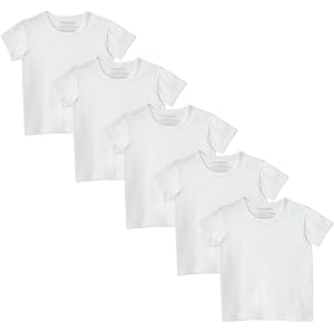 Amazon Essentials Boys' Cotton Jersey Crew Neck Undershirt, Pack of 5