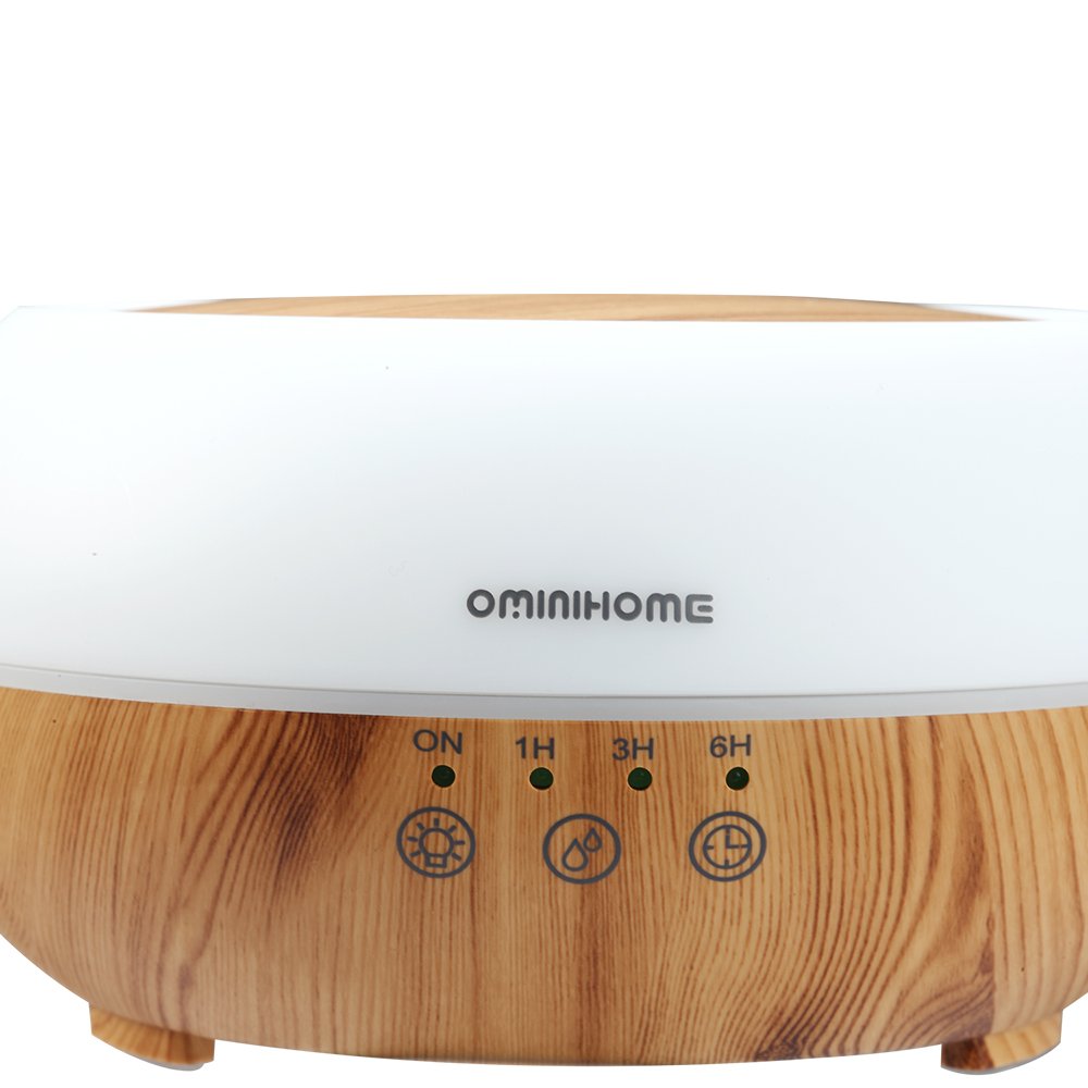 Ominihome Aromatherapy Essential Oil Diffusers, 300ml Ultrasonic Air Humidifier with 4 Timer Settings,7 Color Changing LED Waterless Auto off Wood Grain, 2 Mist Mode, College Graduation Gift
