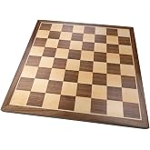 Madison Extra Thick Chess Board with Inlaid Walnut and Maple Wood, Large 16 x 16 Inch, Board Only