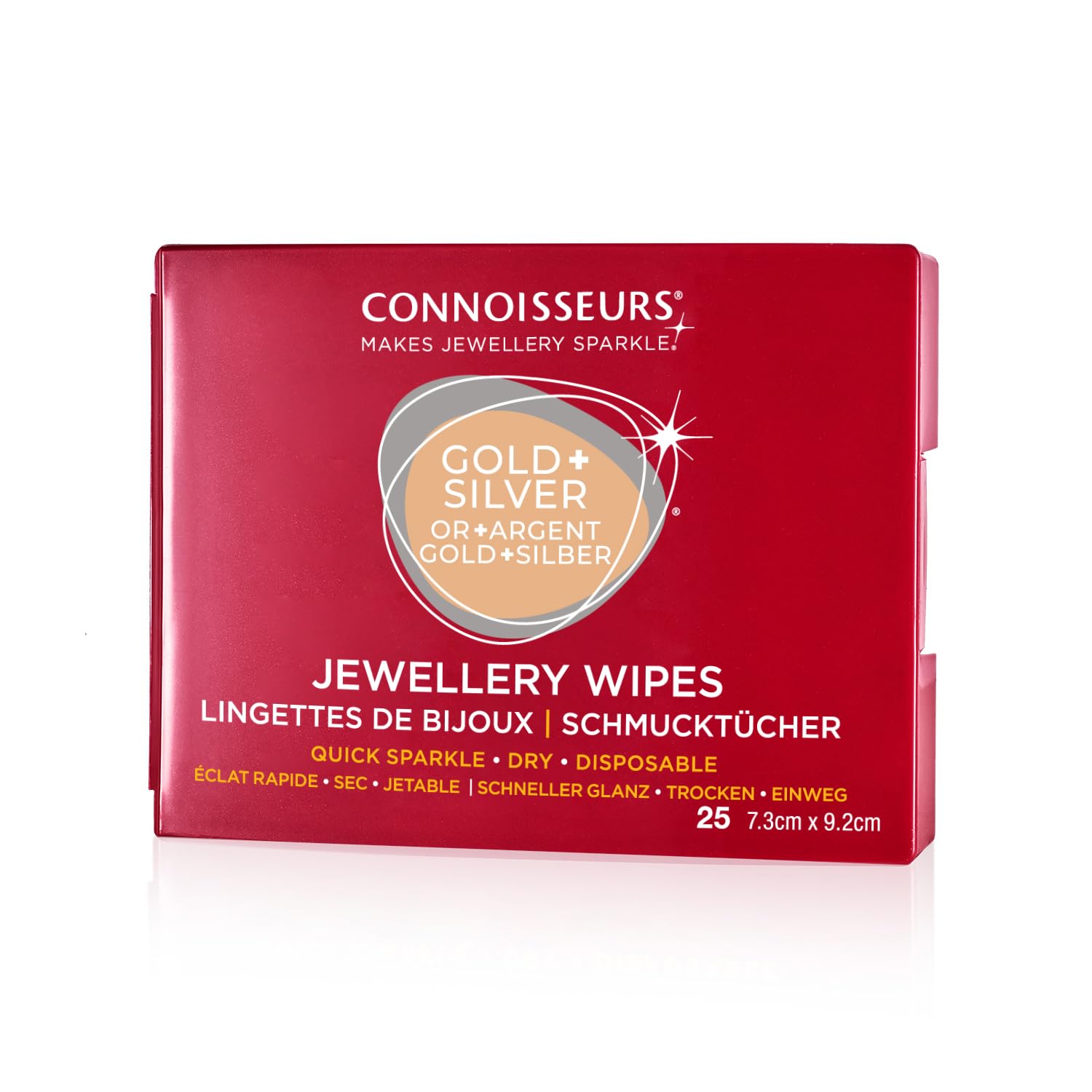 Connoisseurs Jewellery Wipes | 25 Jewellery Cleaning Wipes for Gold & Silver Jewelery | Anti-Tarnish Protective Shield | Dry, Disposable