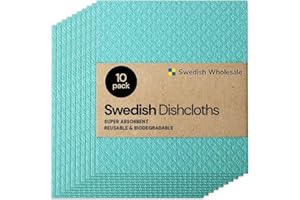 Swedish Wholesale Swedish DishCloths for Kitchen- 10 Pack Reusable Paper Towels Washable - Eco Friendly Cellulose Sponge Microfiber Dish Cloths - Kitchen Essentials - Seafoam