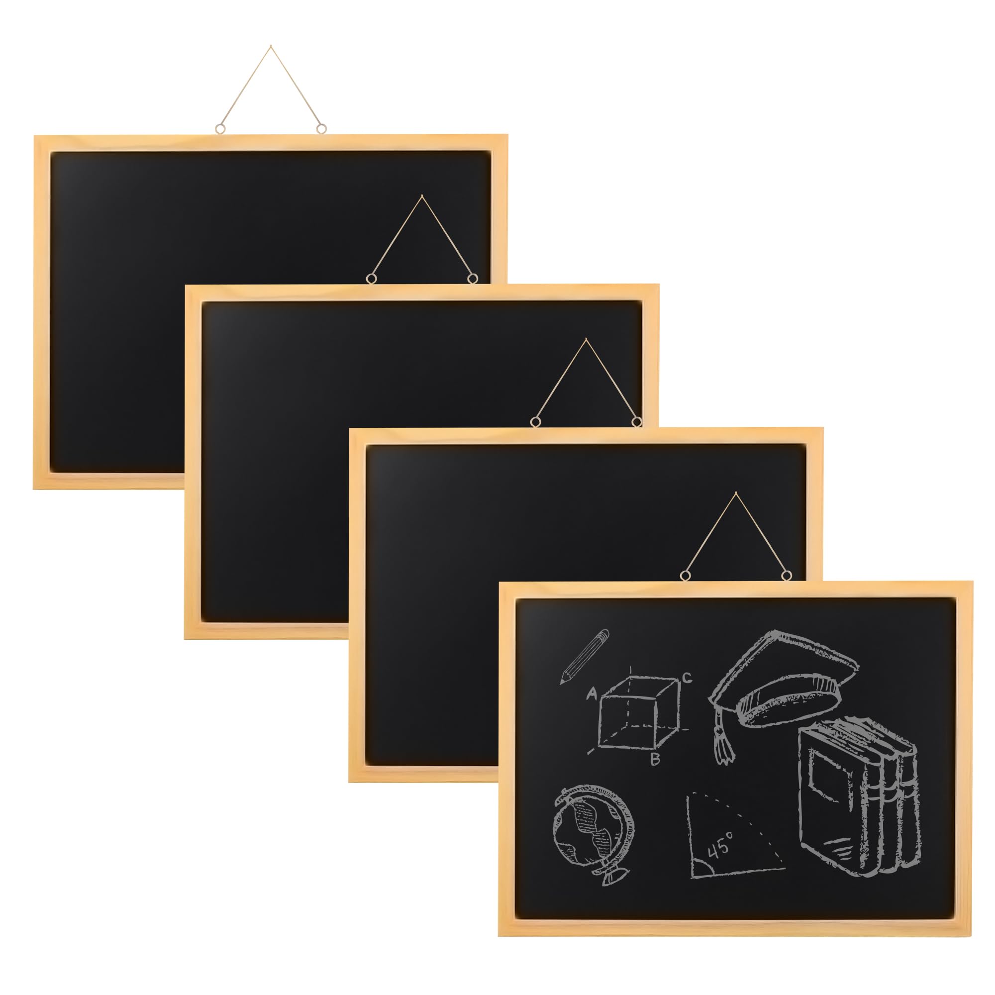 YKUKIZEE 4 Pack A3 Hanging Chalkboards with String, A3 Hanging Chalk Board Sign 30 x 40 cm Blackboards for Wall Notice Menu Memo Bulletin Message Kitchen Restaurant Door