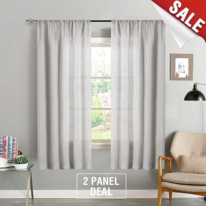 Amazon Com Grey Crosshatch Sheer Curtains Rod Pocket Open Weave