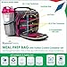 Insulated Meal Prep Bag, Lunch Box with Leakproof Portion Control Container Set, Reusable Ice Pack, Shaker Bottle and Vitamin Pocket for Healthy Meals All Day (Pink)