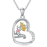 SELKAT S925 Sterling Silver Owl/Elephant/Dolphin Mother Daughter Necklace for Women Cute Animal Pendant Necklace for Mother's Day