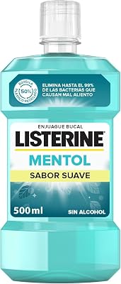 Mentol Sabor Suave (1 x 500 ml), enjuague bucal con flúor, colutorio encías con 24 horas de protección, enjuague bucal sin alcohol para un aliento fresco duradero