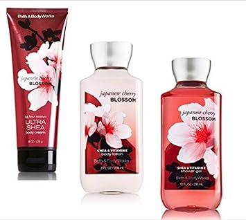 Amazon Com Japanese Cherry Blossom Gift Set 3 Piece Bath And Body Works Gift Set Japanese Cherry Blossom Lotion Ultra Shea Triple Moisture Cream Shower Gel Beauty