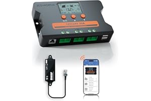 ECO-WORTHY Solar Charge Controller 30A with Bluetooth,WiFi, APP Remote Connection, Solar Panel Custom Battery Regulator, Dual USB Port Auto 12V/24V PWM for FLD/LiFePO4/SLD/GEL RV Solar System