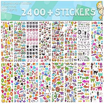 Stickers for Kids 2400+, 48 Sheets, Motorcycle Bicycle, Luggage Decal,Graffiti Patches Multiple Style Incentive Stickers for Teachers - No-Duplicate Sticker Pack