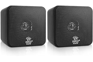 Pyle 4” Mini Cube Bookshelf Speakers – 200W Power, 8 Ohm, Paper Cone Driver, Video Shielded, Home Theater & Stereo Surround S