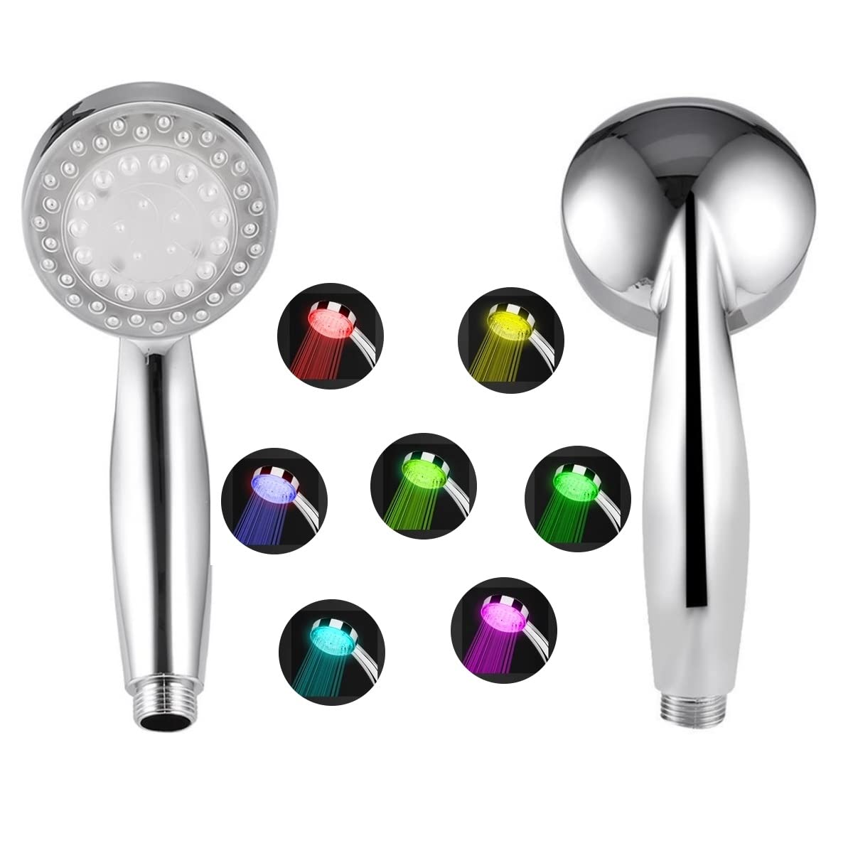 7 Colors Changing Shower Head, Led Light Glowing Automatically Handheld Showerheads, High Pressure Shower Head Colorful Rainfall Polished Chrome for Kids Bathroom Hotel Accessories