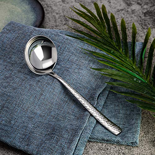 KEAWELL Unique 7.5 inch Small Hammered Sauce ladle, 1 oz. 18/10