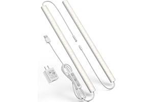 Plug-in Under Cabinet Lighting, ASOKO 12 Inch Linkable USB Led Closet Light Bar, 4500K Natural White,Wired Indoor Night Light