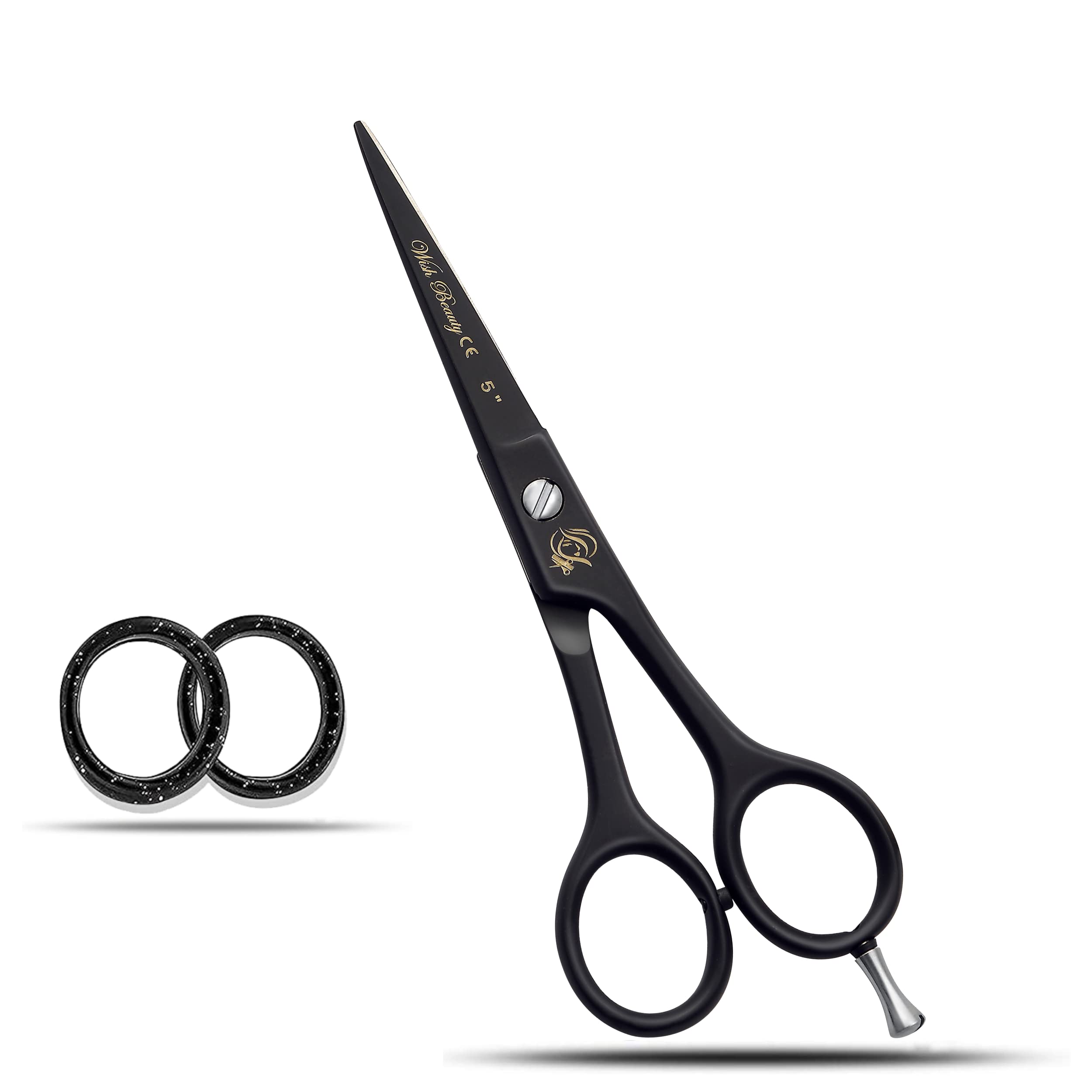 Professional Hairdressing Scissors Barber Salon Hair Cutting Sharp Razor Shear (Black Scissors 5")
