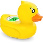 DAR DAROUXIAO Baby Bath Thermometer for Infants &amp; Todlers, Floating Duck Water Thermometer with Instant Temperature Reading,3-Color LED Safety Alert,Large LCD Display, BPA-Free Bathtub Toy Auto On/Off