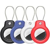 SPGUARD for AirTag Holder Case with Keychain, Air Tags-4 Pack for Apple Air Tag Holder with Wire Cable Lock Key Ring Chain Air Tagholder Accessories for GPS Item Tracker Kids,Keys,Luggage