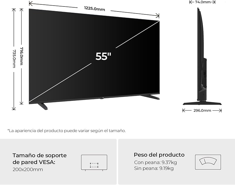 K85 4K UHD 55" H55K85GUX, Smart TV com Google TV, Chromecast, Dolby Audio, HDR10, MEMC, Qualidade de Imagem AI, Bluetooth 5.1, Gaming Accelerator 120Hz, USB 2.0 x 2, DBX TV, HDMI 2.1 x 4 [2026]