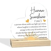 Human Sunshine Motivational Gift for Women Men - Inspirational Acrylic Desk Decor Sign With Wooden Stand - 4×4.4 Inches - Gifts for Employee Appreciation Coworker Leader Teacher Coach Mentor
