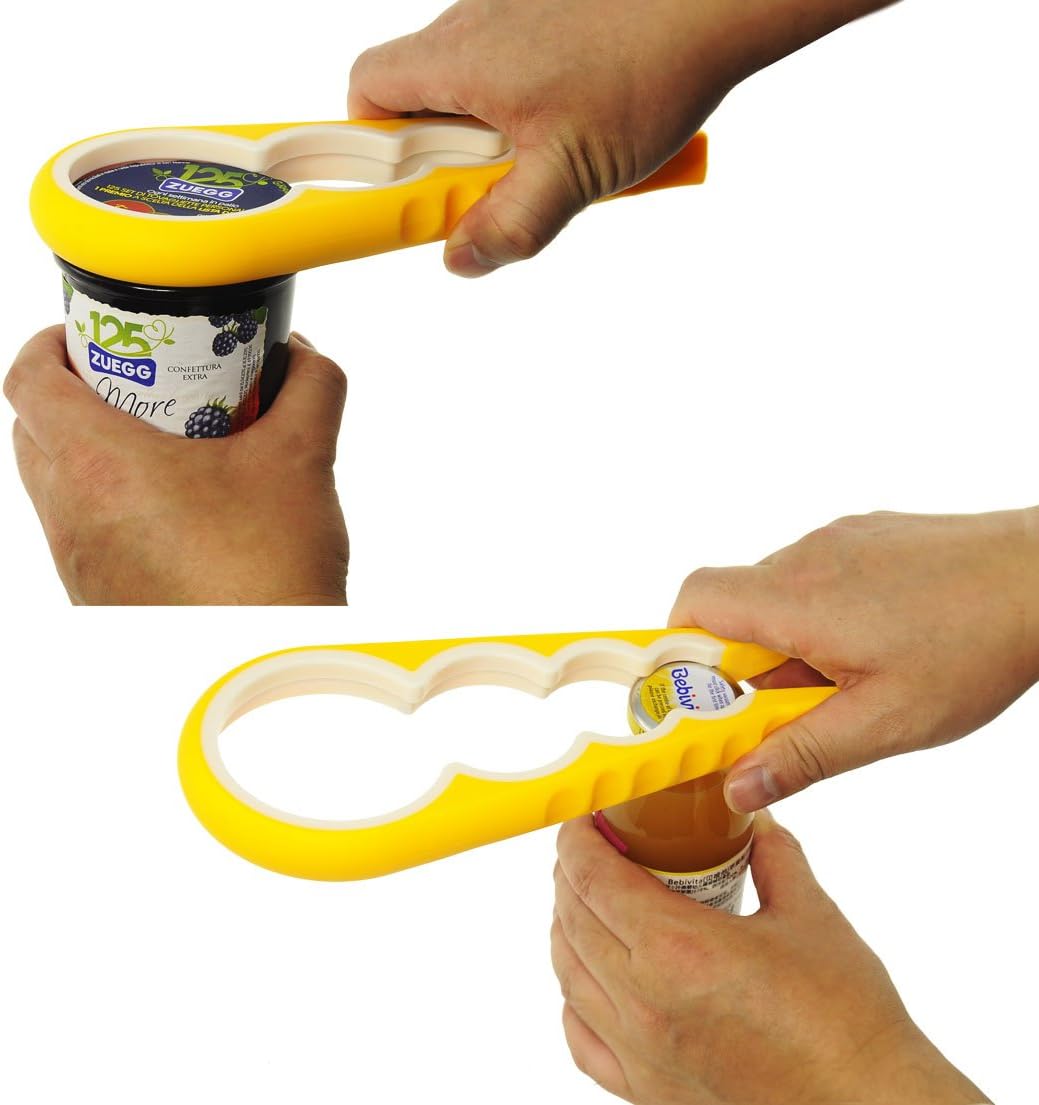 SZAT Safety Jar Opener Easily Get Lids Off Multiple Size Grip For Seniors Women Children, 2 in 1 pack (Yellow n White& Blue n White)