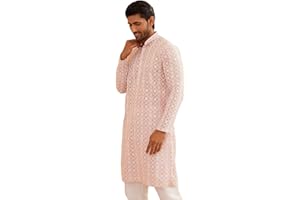 Sojanya (Since 1958 Men'S Ethnic Motifs Embroidered Regular Thread Work Cotton Long Kurta