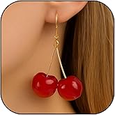 Cherry Earrings for Women Cute Red Fruit Dangle Drop Earrings Lightweight 3D Cherry Jewelry Fun Summer Statement Accessories Gifts