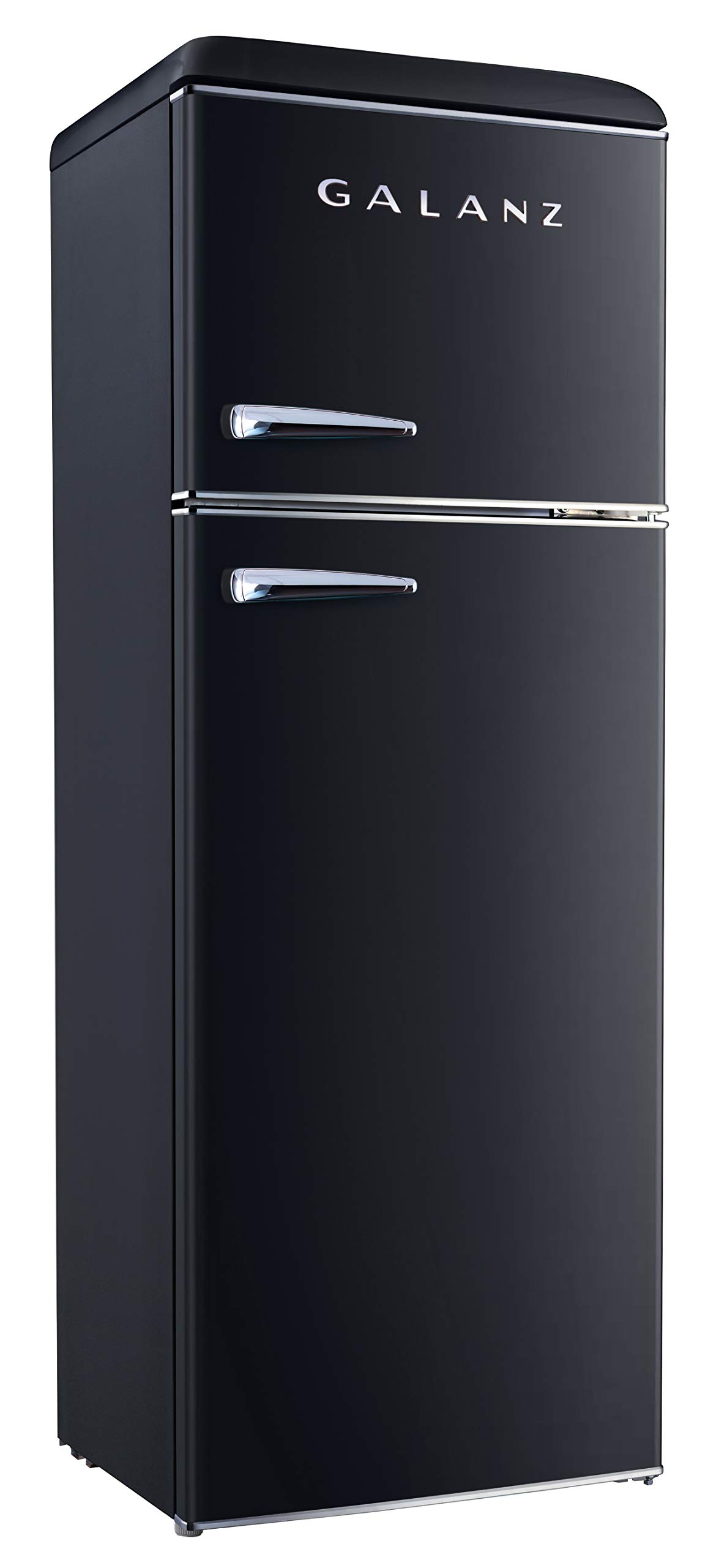 Galanz GLR12TBKEFR Refrigerator, Dual Door Fridge, Adjustable Electrical Thermostat Control with Top Mount Freezer Compartment, Retro Black, 12.0 Cu Ft