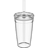 KeepCup Cold Cup - Clear Plastic, Reusable Ice Coffee Tumbler with Lid and Straw - Grande 16oz (454ml)