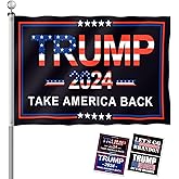 Trump 2024 Flag, 3x5 Feet Trump Flag 2024 Take American Back with 4 Pcs Trump 2024 Sticker, Trump Flags American Flag with Br