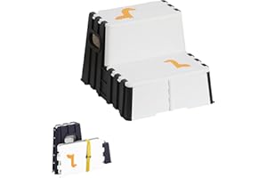 DIJIAMEIYA Toddler Step Stool,Anti-Slip Sturdy 2 Step Folding Stools for Kids for Bathroom Toilet Potty Training（Black and White）