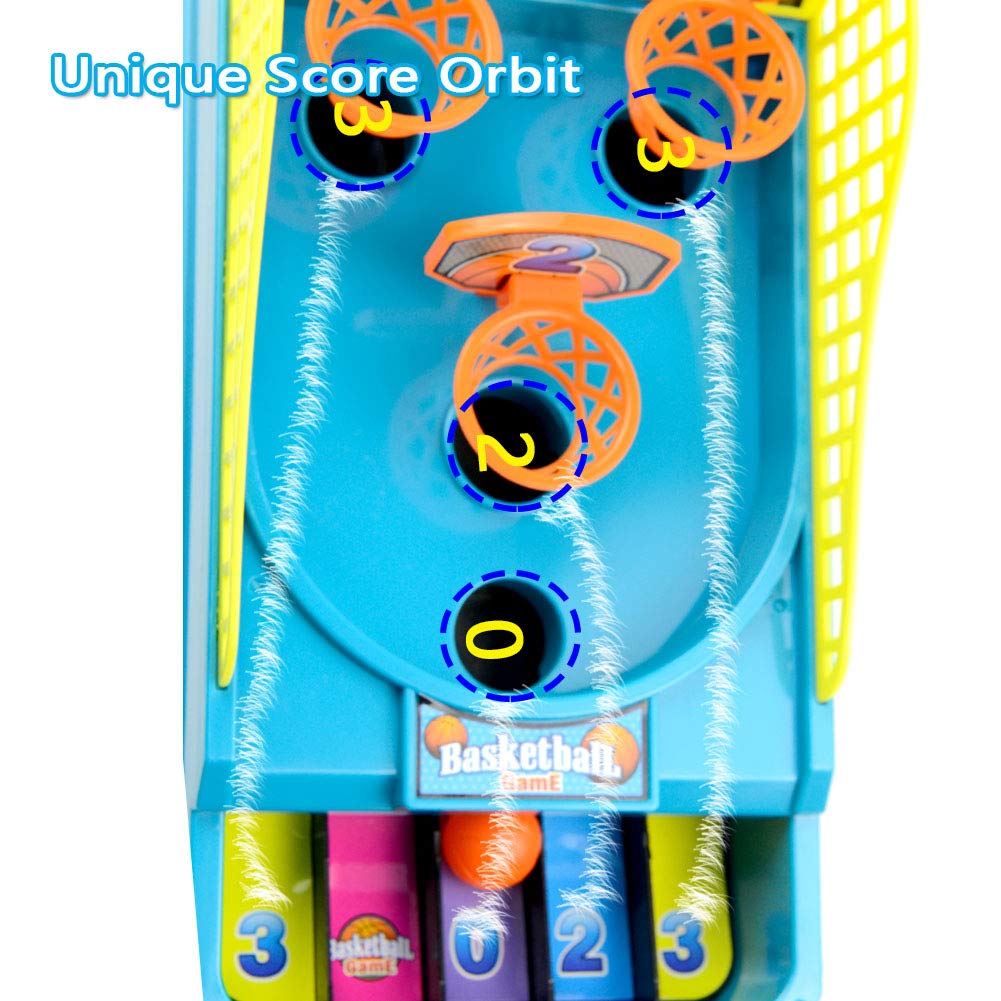 Mini Desktop Basketball Game Tabletop Shooting Toy Classic Arcade Games Family Party Interactive Toy with 6 Balls&3 Hoops for Sports Fans