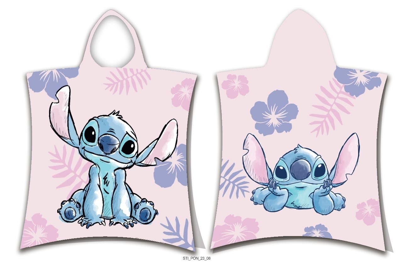 Jerry Fabrics Lilo & Stitch Kids Double Sided Hooded Towel Poncho 115x50 cm for Kids Boys Girls Poncho