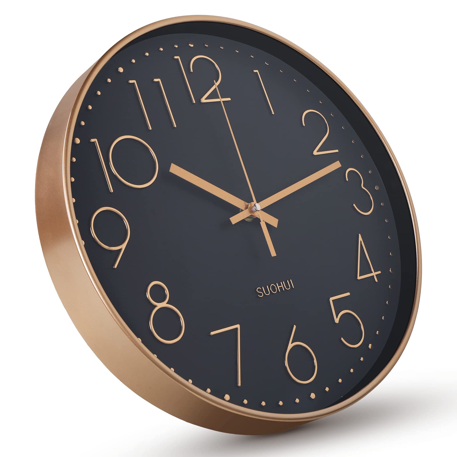 Photo 1 of SUOHUI Silent Wall Clock 12 Inch Non-Ticking Wall Clocks Battery Operated for Living Room Decor Modern Wall Clock for Home/Bedroom/Office/Classroom/School/(Rose Gold)