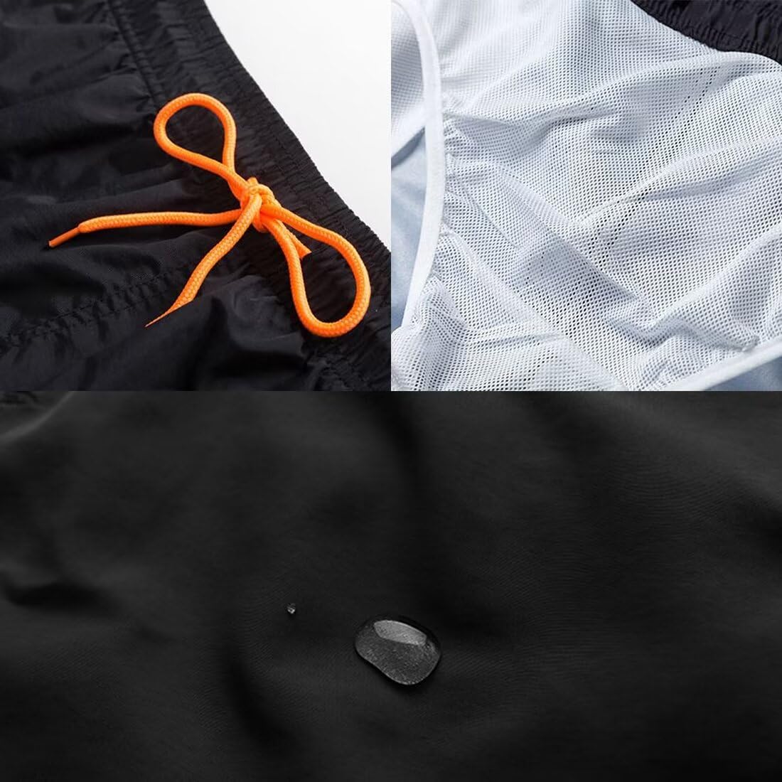Tansozer Badeshorts Herren Badehose Herren Shorts Kurze Hosen Herren Schnelltrocknend Schwimmhose Männer Boardshorts mit Kordel Schwarz L 5