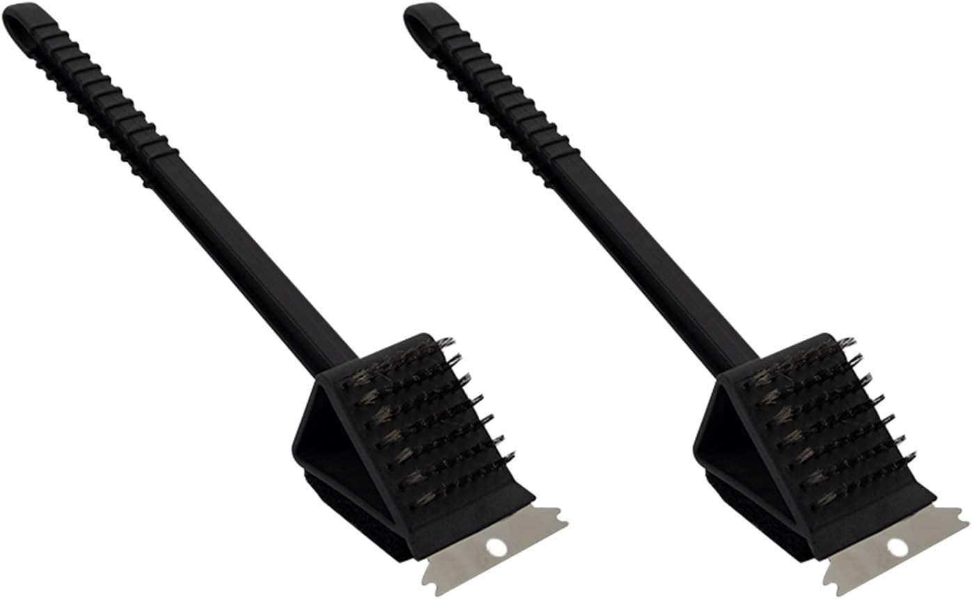 BAR B KING 3 in 1 BBQ Cleaning Tool with Integral Steel Scraper, Black - Image 3