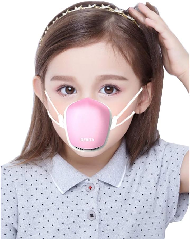 S DESITA Children Electric Mask Respirator Dust Mask for Kids with Activated Carbon Filter Replacements Half Face Dust Respirator Air Purifying Dustproof Mask for Pollen Dust Gas Allergy Pm2.5