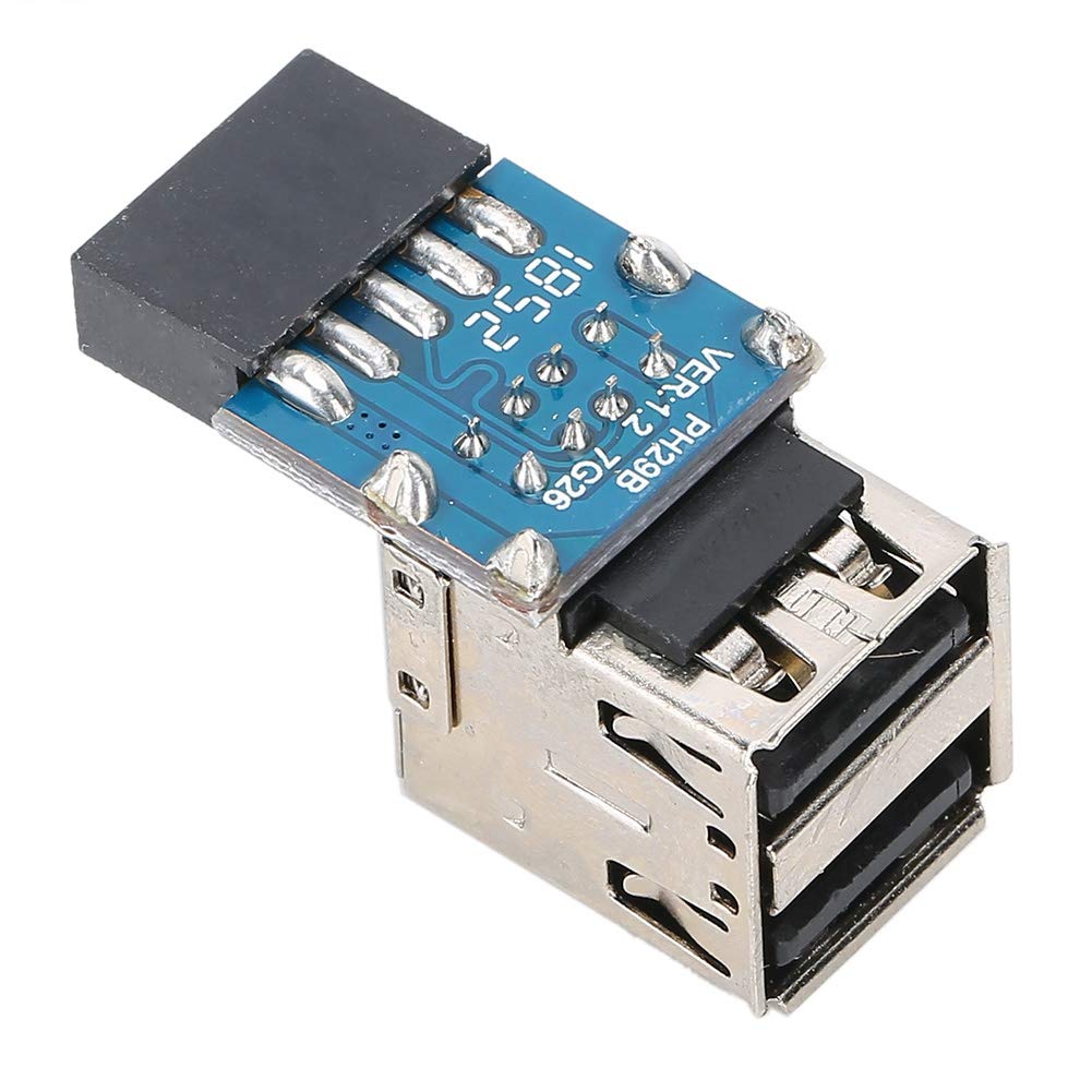 Sutinna 9pin USB 2.0 Female Pin Dual 2 Port USB Motherboard Header Adapter Converter Dual Layer Type for PC