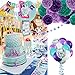 YINVA Mermaid Party Supplies Birthday Party Supplies for Girls 65 Pack Including “HAPPY BIRTHDAY” Banner Foil Balloons Paper Pom Poms Confetti Balloon for Kid's Baby Shower Party Decorations