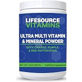LifeSource Vitamins Ultra Multi Vitamin &amp; Mineral Powder Phyto Foods | 30 Day Supply - Orange, Purple &amp; Red Phyto Foods -