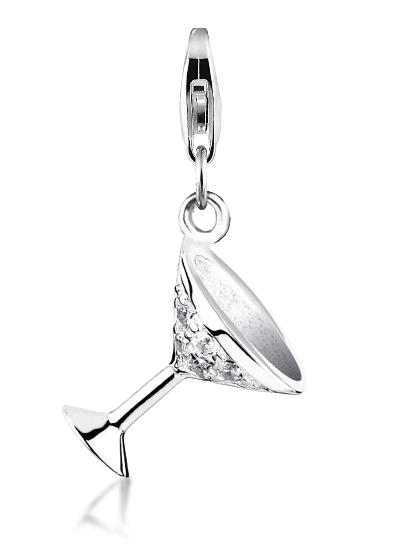 Nenalina Charm Champagne Pendant, with Crystals, for All Brands of Charm Bracelets and Necklaces, Made of 925 Sterling Silver, 716008-019