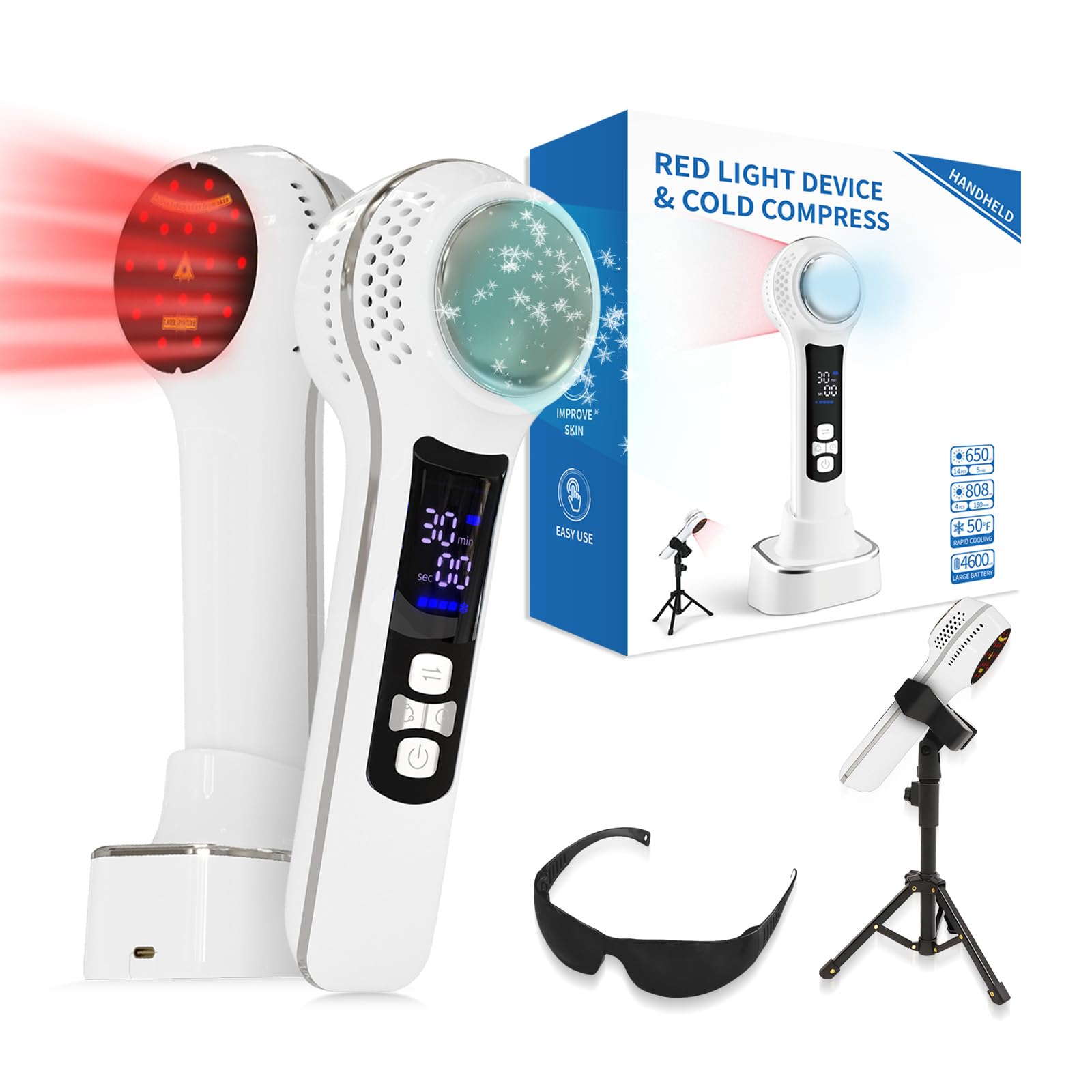 Photo 1 of LIMOT Cold Laser Therapy Device for Humans & Dogs. Stainless Steel Cold Massage can be Temperature-Adjusted to Relieve Muscle Aches. Red Light Therapy Comes with a Stand to Adjust The Angle.