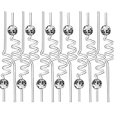 12PCS Disco Straws, Silver Mirror Disco Ball Straw, Glitter Disco Ball Straw for Party Dance Wedding Birthday