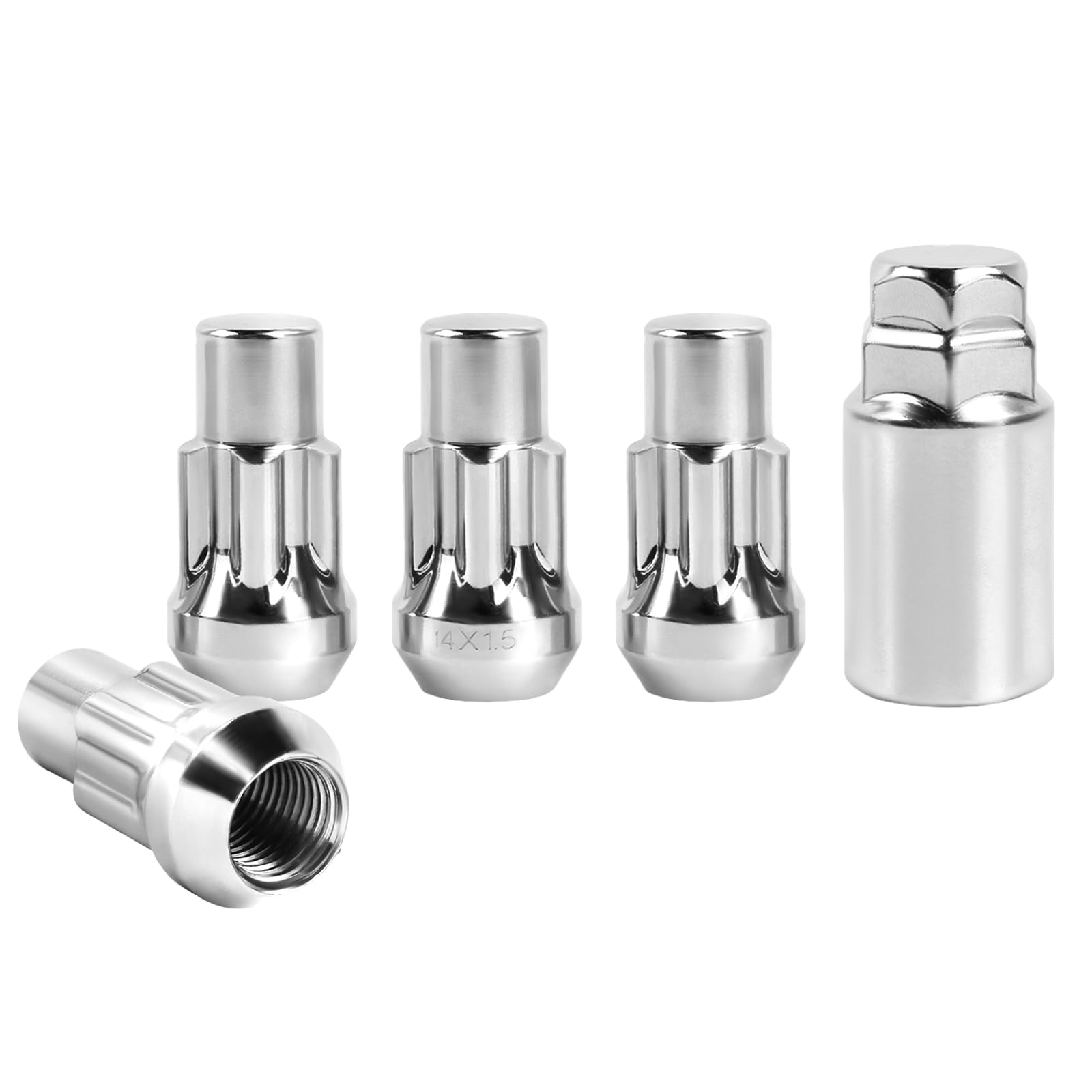 Photo 1 of 14x1.5 Wheel Locks with Key,Set of 4?Anti-Theft Locking Lug Nuts,Fits Sliverado Sierra Savana Yukon Tahoe?Chrome